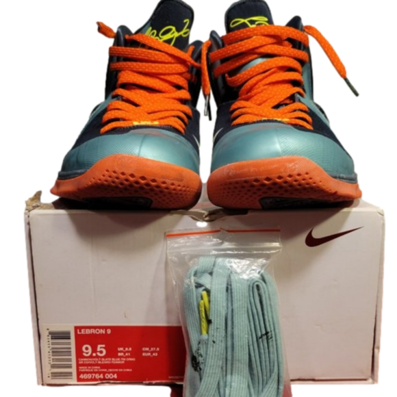 NIKE LEBRON 9 CANNON SNEAKERS WITH EXTRA SET BLUE LACES AND BOX - SIZE 9.5 - Picture 16 of 16
